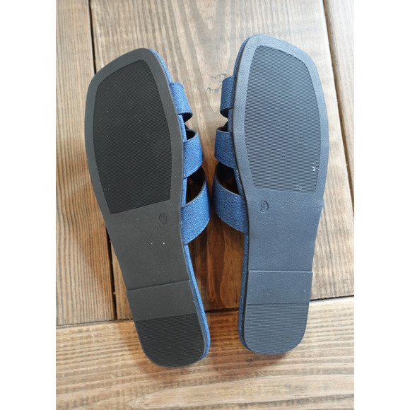 GAP Sandals Womens 9 Blue Denim Slide Crisscross Straps Casual Slip On Shoes - Picture 2 of 6